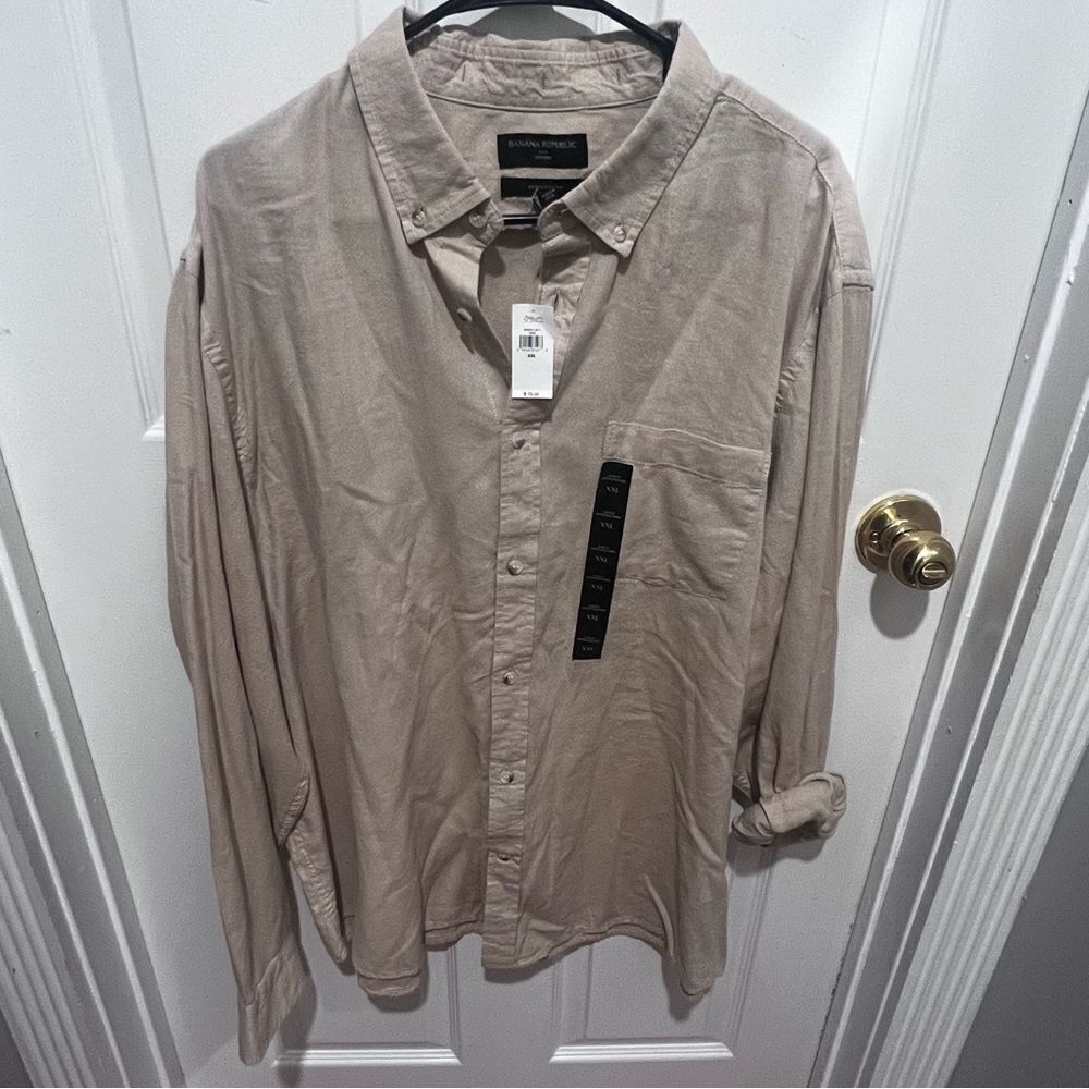 NWT Men's banana republic button down long sleeve collard shirt xxl untucked fit - Picture 2 of 8